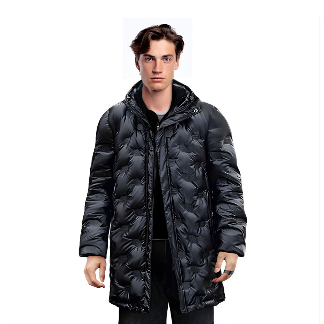 abbee Black Large Winter Hooded Glossy Overcoat Long Jacket Stylish Lightweight Quilted Warm Puffer Coat