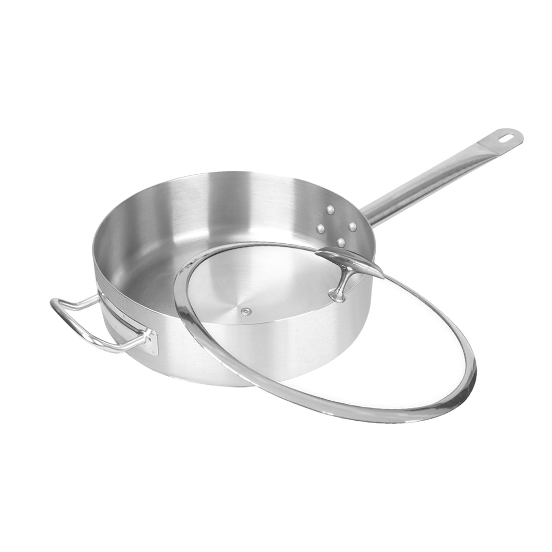 SOGA 26cm Stainless Steel Saucepan Sauce pan with Glass Lid and Helper Handle Triple Ply Base Cookware