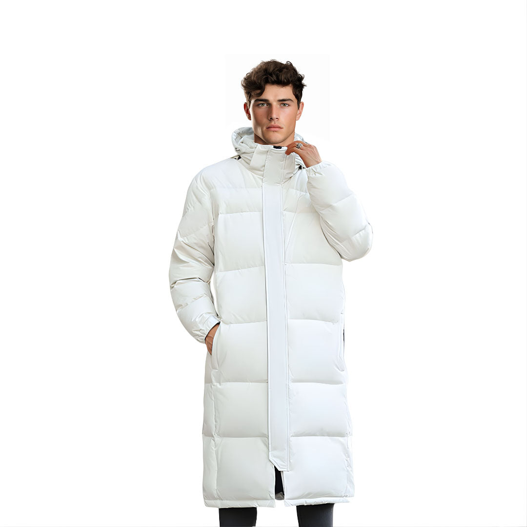 abbee White 3XL Winter Hooded Overcoat Long Jacket Stylish Lightweight Quilted Warm Puffer Coat