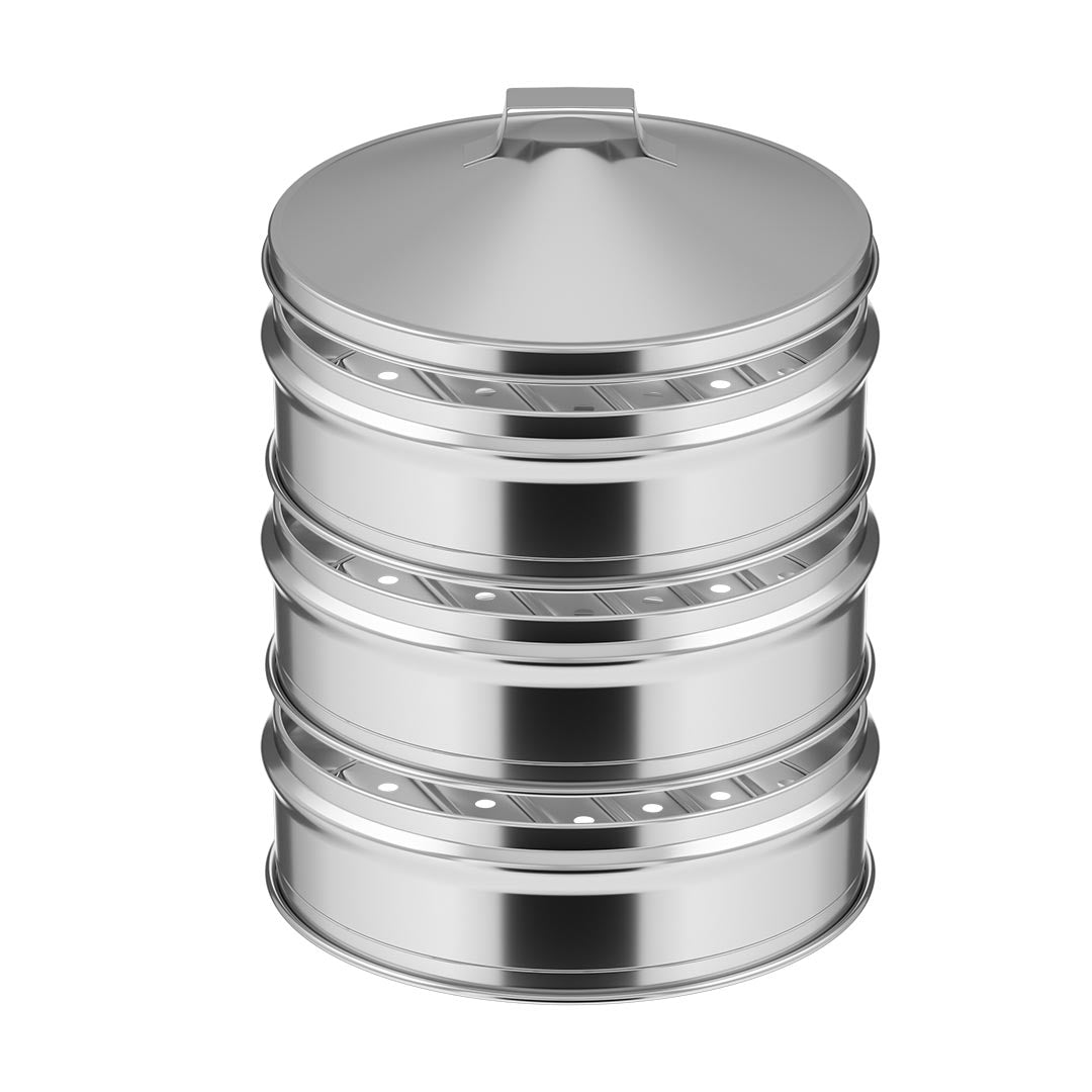 SOGA 3 Tier Stainless Steel Steamers With Lid Work inside of Basket Pot Steamers 25cm