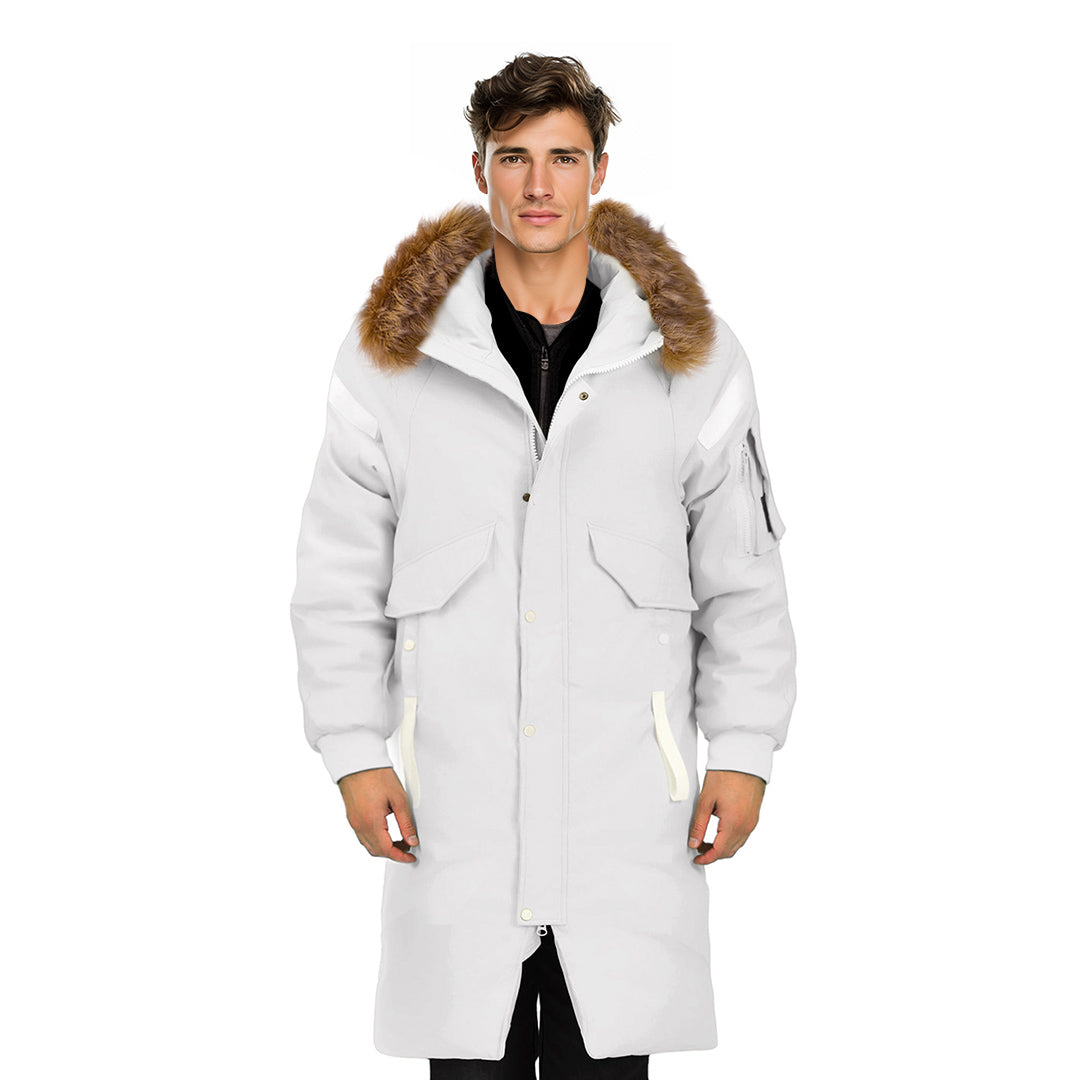 abbee White 3XL Winter Fur Hooded Thick Overcoat Jacket Stylish Lightweight Quilted Warm Puffer Coat