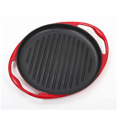 SOGA Enamel Porcelain 26cm Cast Iron Frying Pan Skillet Non-stick Coating Steak Sizzle Platter