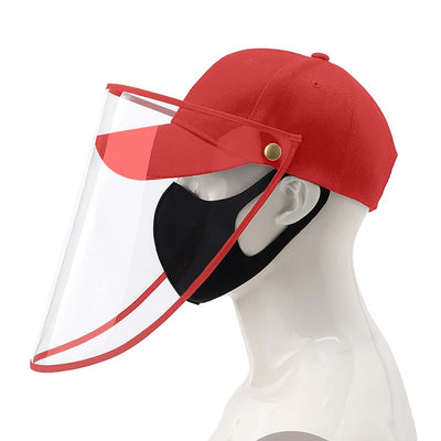 4X Outdoor Protection Hat Anti-Fog Pollution Dust Protective Cap Full Face HD Shield Cover Kids Red