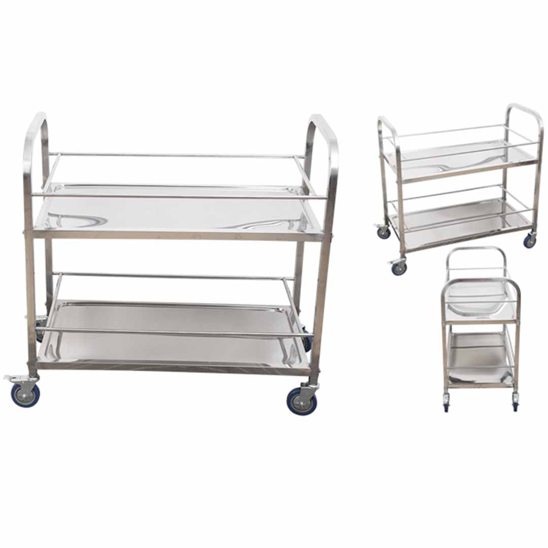 SOGA 2 Tier 75x40x84cm Stainless Steel Drink Wine Food Utility Cart Small