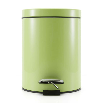 SOGA Foot Pedal Stainless Steel Rubbish Recycling Garbage Waste Trash Bin Round 7L Green