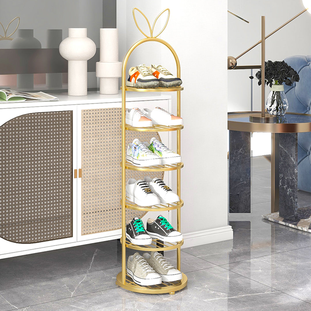 SOGA 2X 6 Tier Bunny Ears Shape Gold Plated Metal Shoe Organizer Space Saving Portable Footwear Storage Shelf