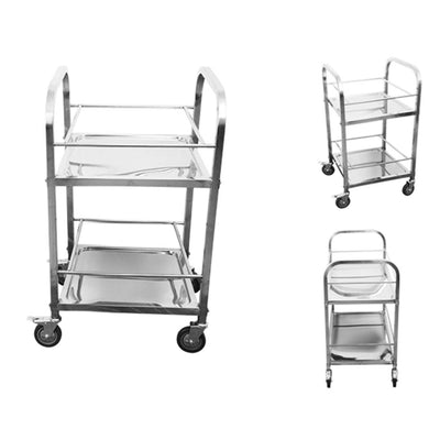 SOGA 2 Tier 500x500x950 Stainless Steel Square Tube Drink Wine Food Utility Cart