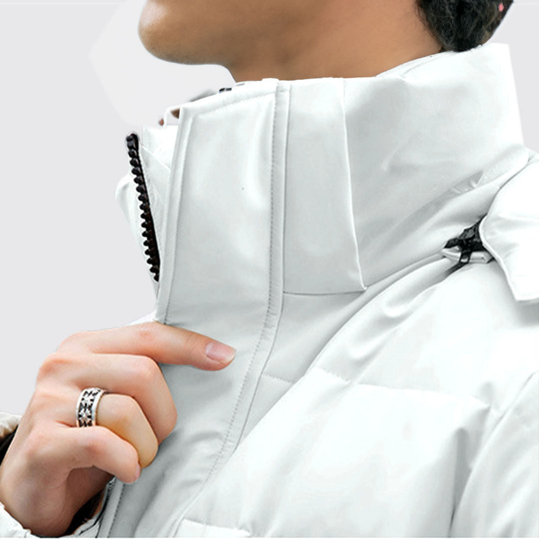 abbee White 3XL Winter Hooded Overcoat Long Jacket Stylish Lightweight Quilted Warm Puffer Coat