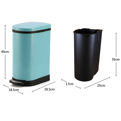 SOGA 2X 10L Foot Pedal Stainless Steel Rubbish Recycling Garbage Waste Trash Bin U Blue