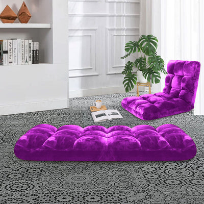 SOGA 4X Floor Recliner Folding Lounge Sofa Futon Couch Folding Chair Cushion Purple