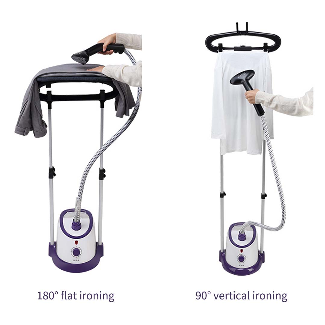 SOGA Garment Steamer Vertical Twin Pole Clothes 1700ml 1800w Professional Steaming Kit Purple