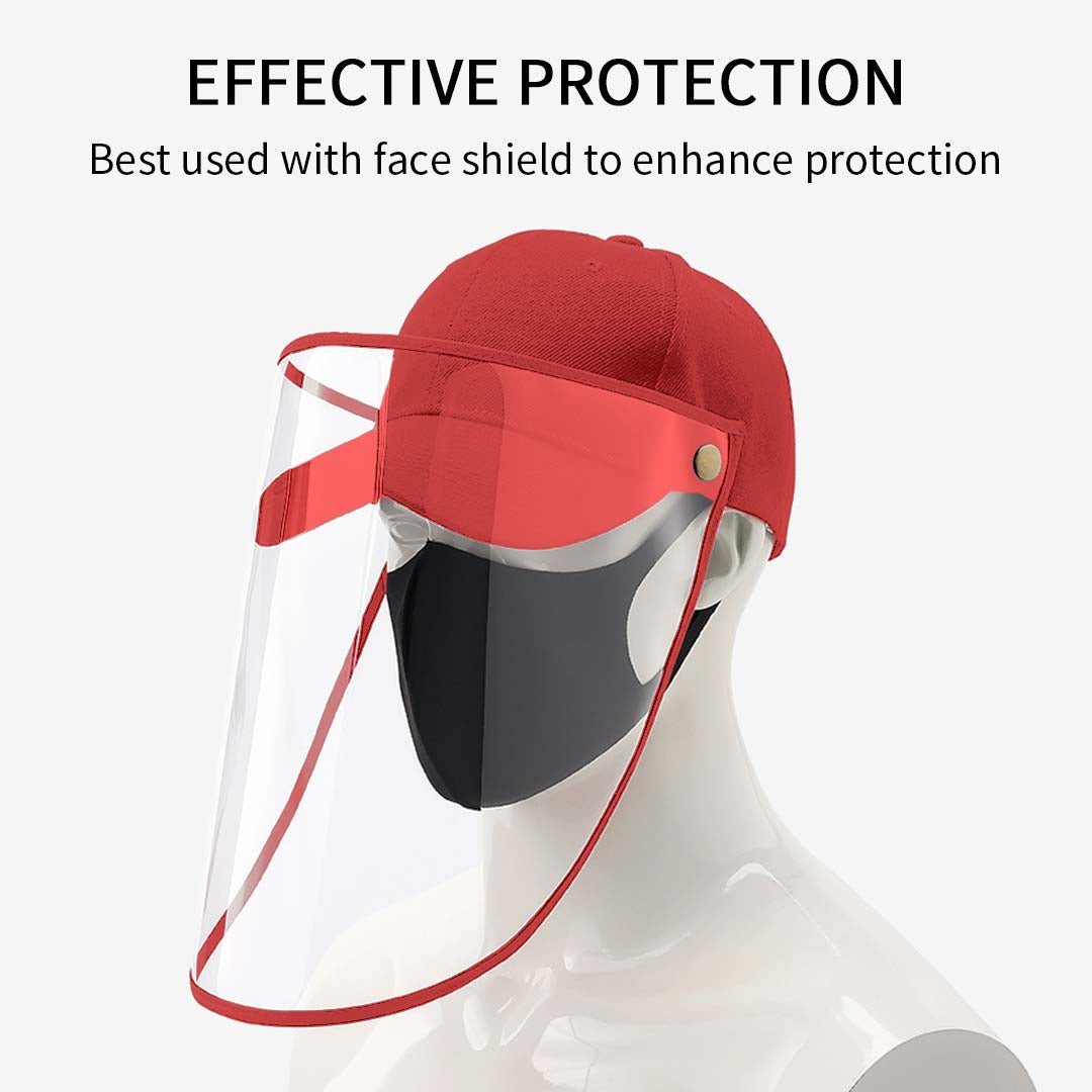 4X Outdoor Protection Hat Anti-Fog Pollution Dust Protective Cap Full Face HD Shield Cover Kids Red