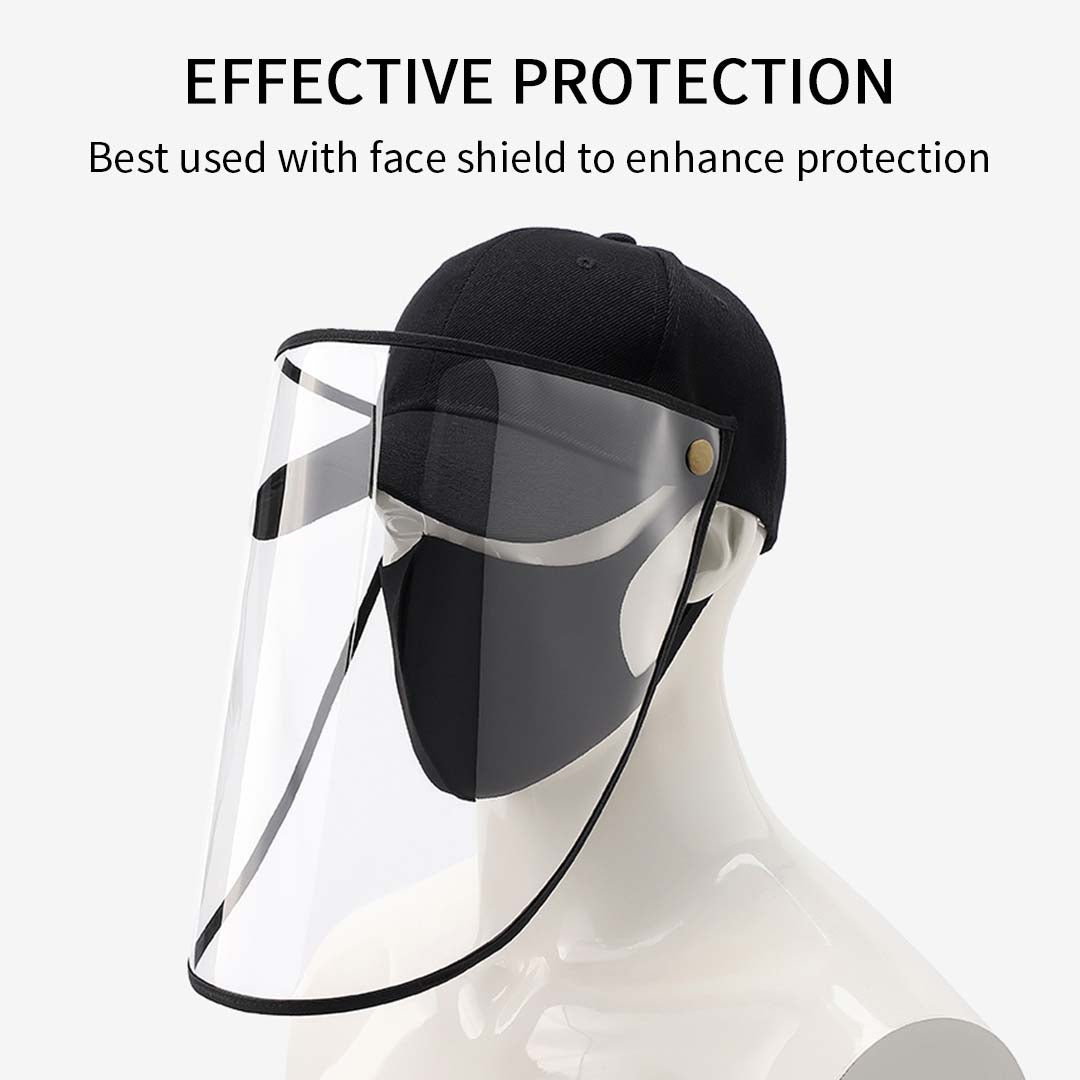 4X Outdoor Protection Hat Anti-Fog Pollution Dust Protective Cap Full Face HD Shield Cover Adult Black