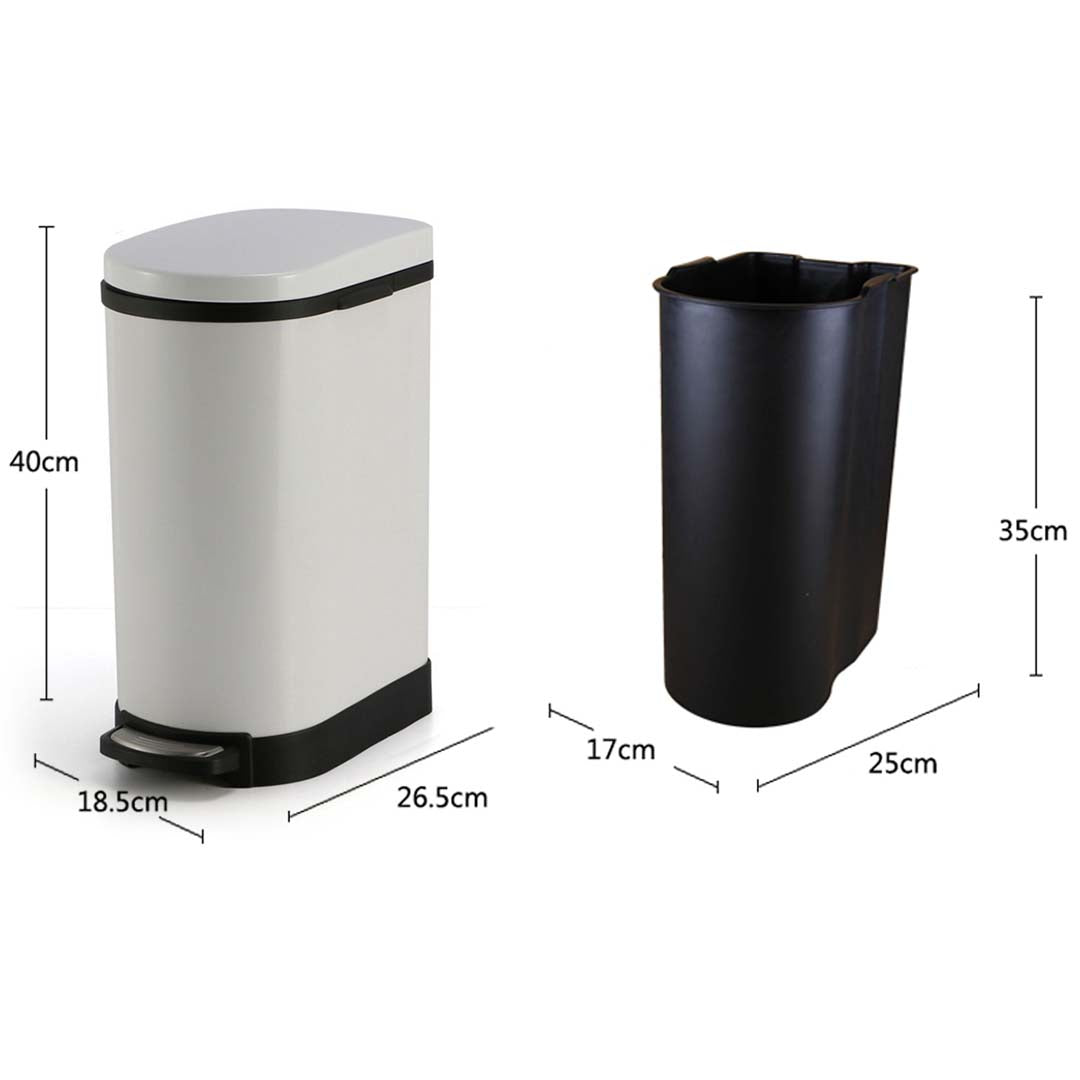 SOGA 4X 10L Foot Pedal Stainless Steel Rubbish Recycling Garbage Waste Trash Bin U White