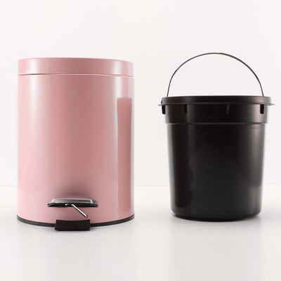 SOGA Foot Pedal Stainless Steel Rubbish Recycling Garbage Waste Trash Bin Round 12L Pink