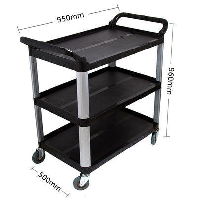 SOGA 3 Tier Food Trolley Food Waste Cart Storage Mechanic Kitchen Black Large