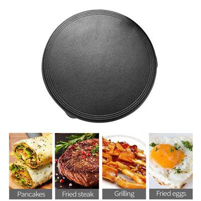 SOGA 33CM Reversible Round Cast Iron Crepes Pan Baking Cookie Pancake Pizza Bakeware