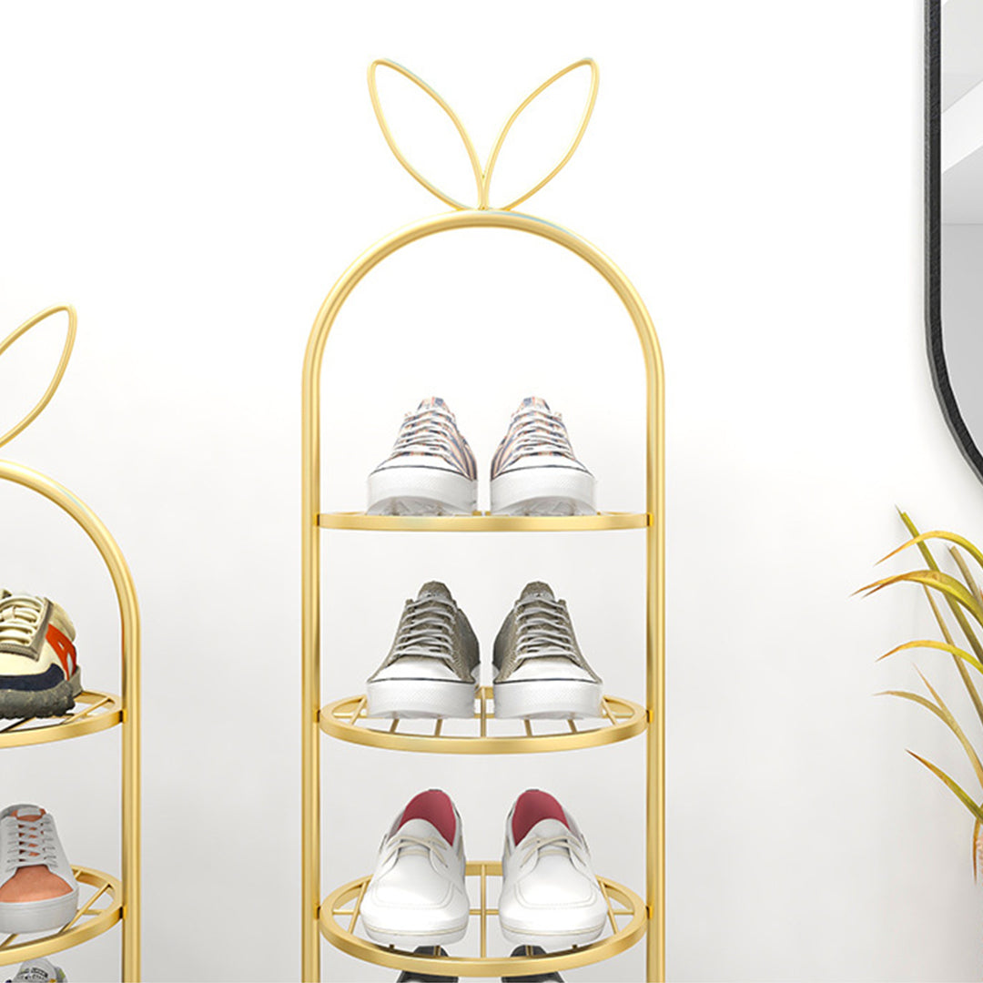 SOGA 2X 7 Tier Bunny Ears Shape  Gold Plated Metal Shoe Organizer Space Saving Portable Footwear Storage Shelf