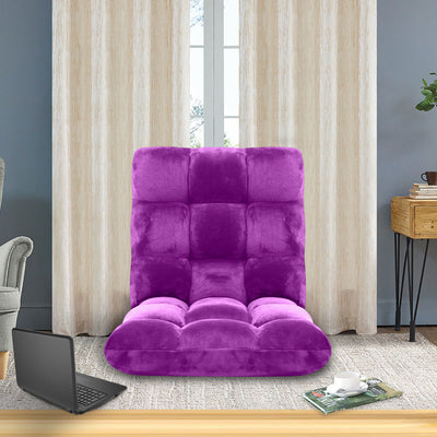 SOGA 4X Floor Recliner Folding Lounge Sofa Futon Couch Folding Chair Cushion Purple