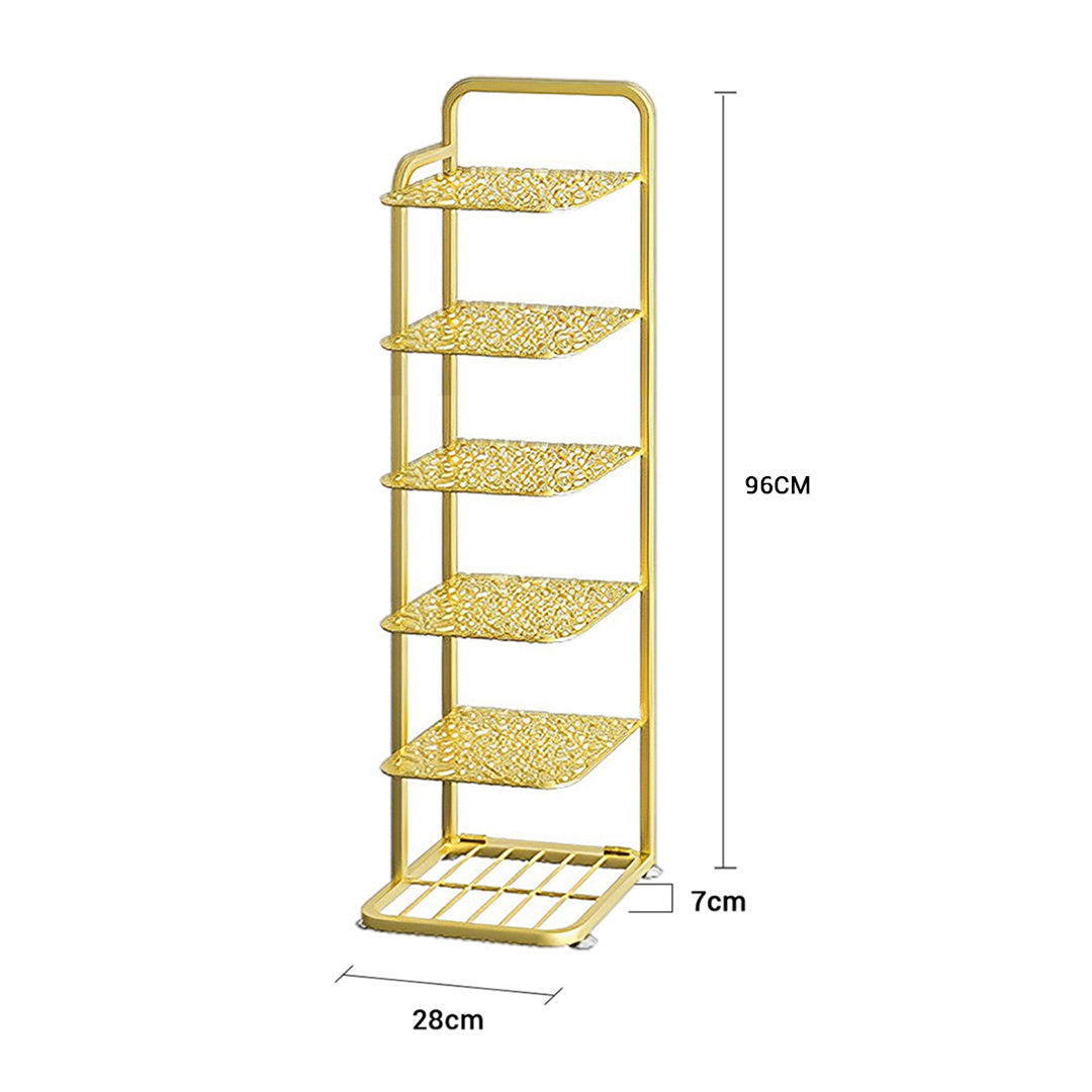 SOGA 2X 6 Tier Gold Plated Metal Shoe Organizer Space Saving Portable Footwear Storage ShelfSOGA 6 Tier Gold Metal Shoe Organizer