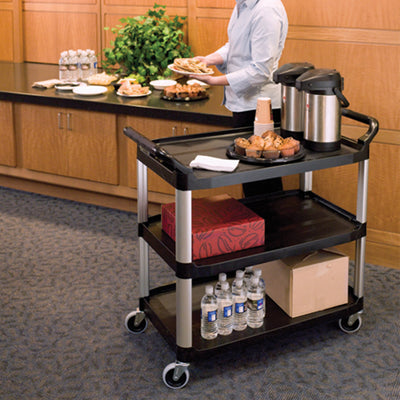 SOGA 3 Tier Food Trolley Food Waste Cart Storage Mechanic Kitchen Black Large