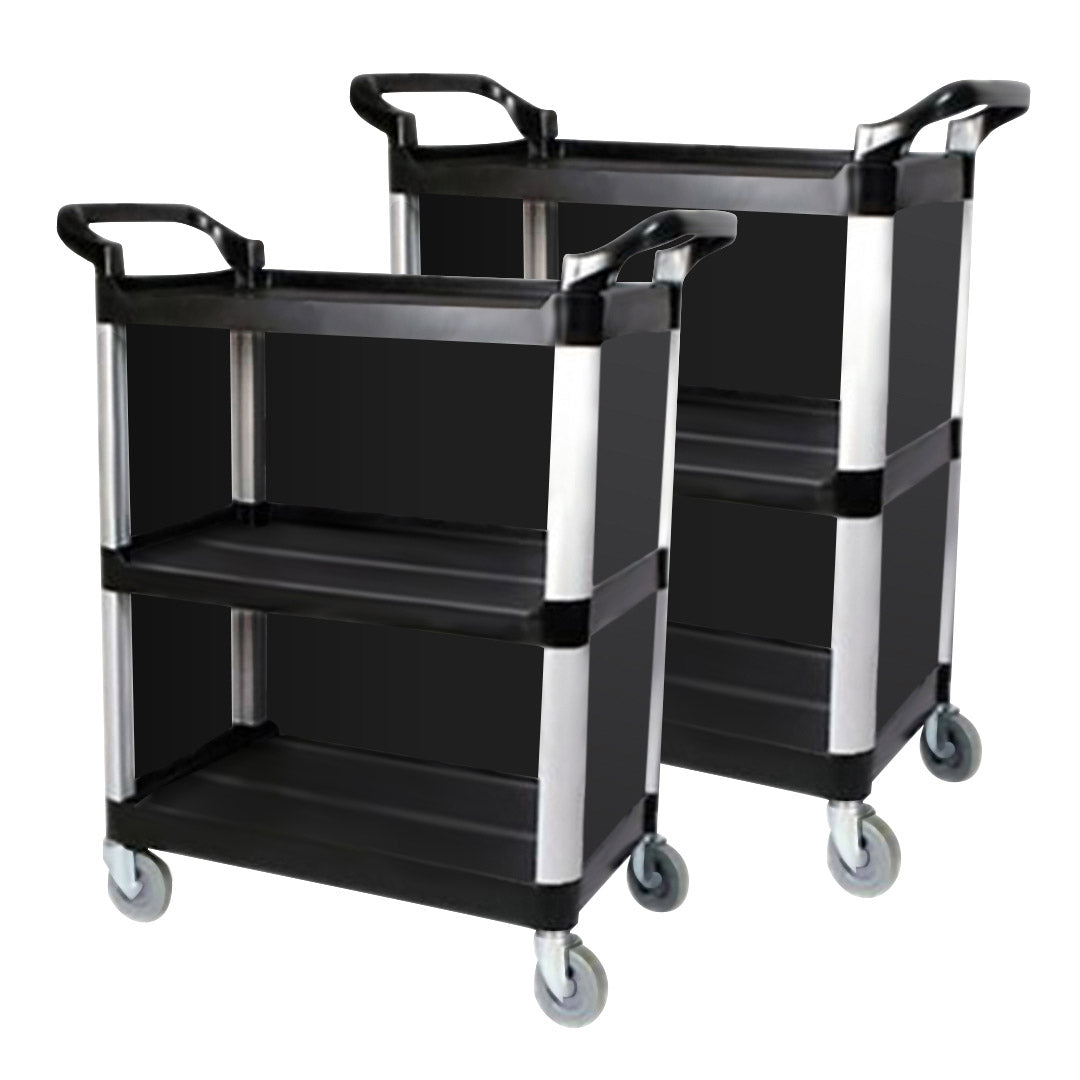 SOGA 3 Tier Covered Food Trolley Food Waste Cart Storage Mechanic Kitchen Black