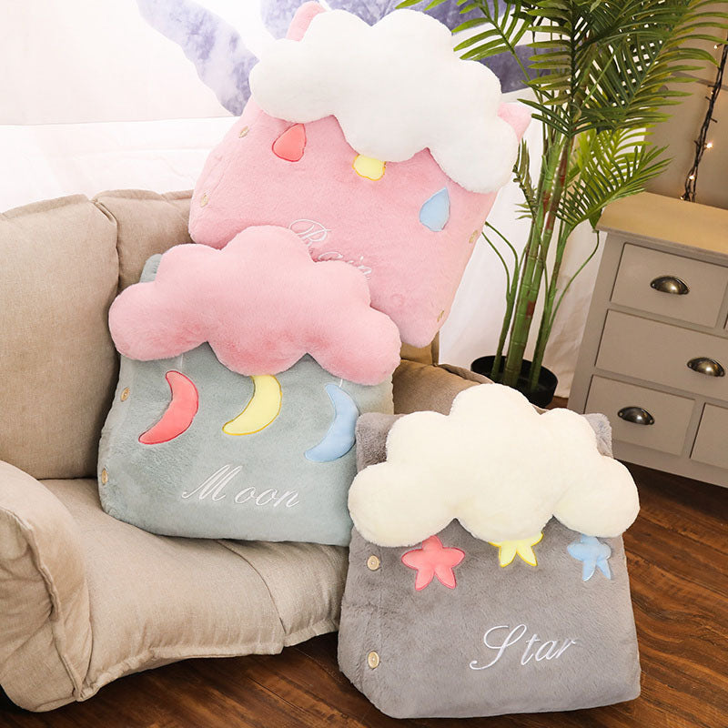 SOGA Grey Cute Star Cloud Cushion Soft Leaning Lumbar Wedge Pillow Bedside Plush Home Decor