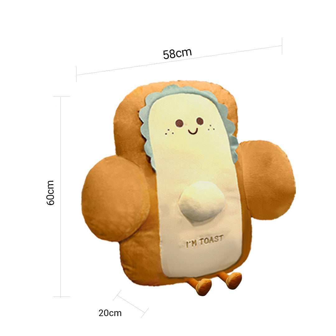 SOGA 58cm Cute Face Toast Bread Cushion Stuffed Car Seat Plush Cartoon Back Support Pillow Home Decor