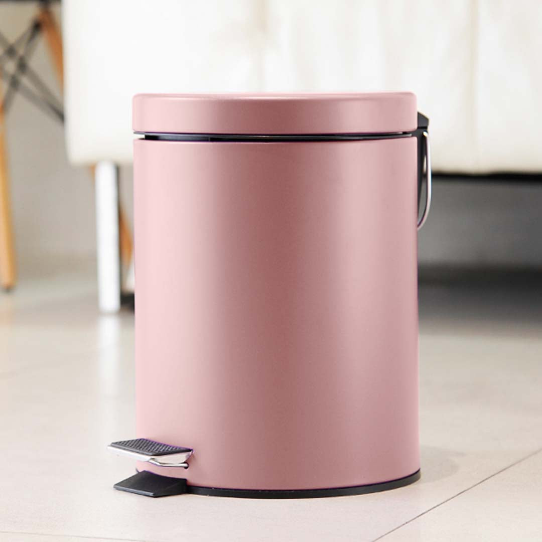 SOGA Foot Pedal Stainless Steel Rubbish Recycling Garbage Waste Trash Bin Round 12L Pink