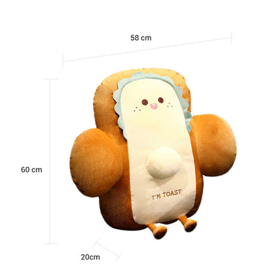 SOGA 58cm Smiley Face Toast Bread Cushion Stuffed Car Seat Plush Cartoon Back Support Pillow Home Decor