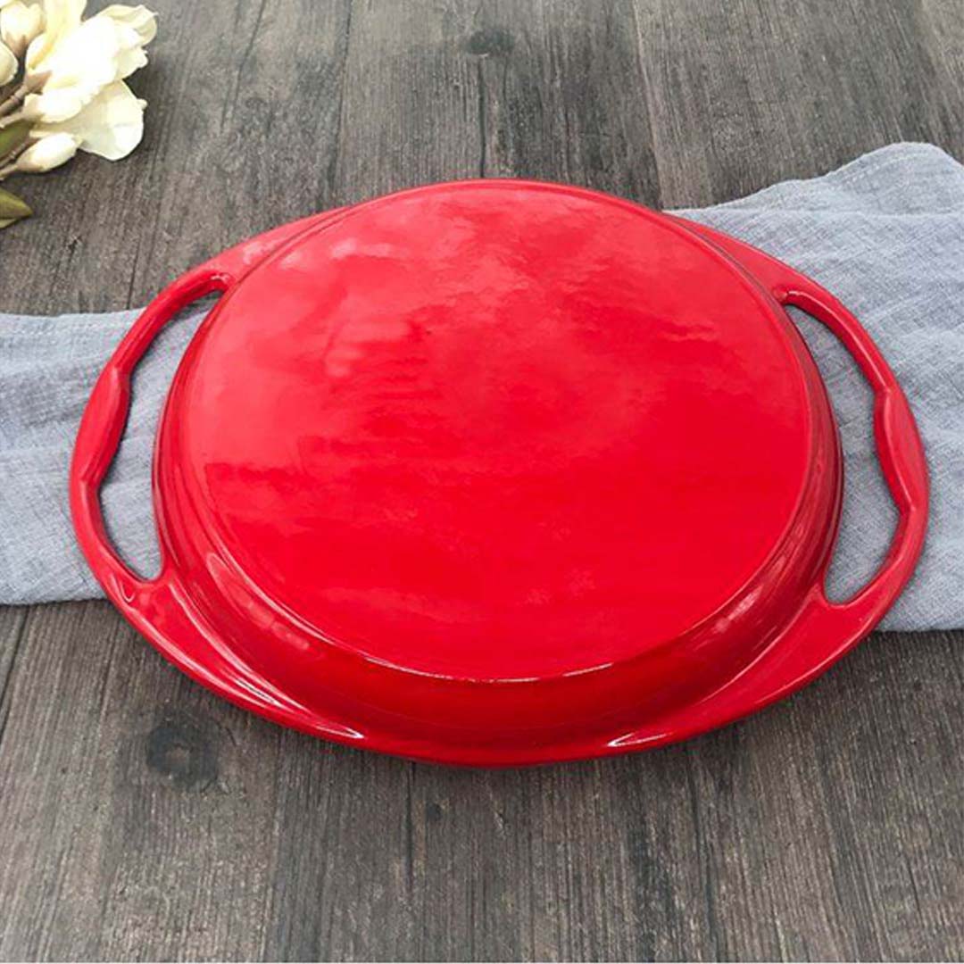 SOGA Enamel Porcelain 26cm Cast Iron Frying Pan Skillet Non-stick Coating Steak Sizzle Platter