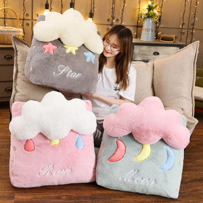 SOGA Grey Cute Star Cloud Cushion Soft Leaning Lumbar Wedge Pillow Bedside Plush Home Decor