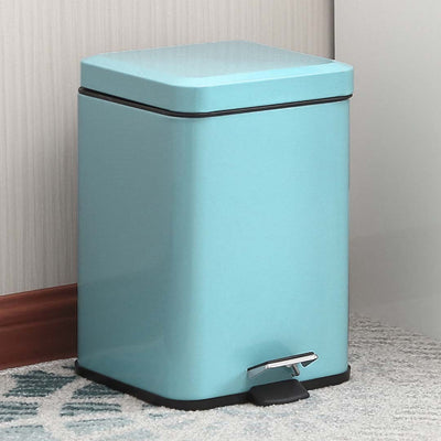 SOGA Foot Pedal Stainless Steel Rubbish Recycling Garbage Waste Trash Bin Square 6L Blue