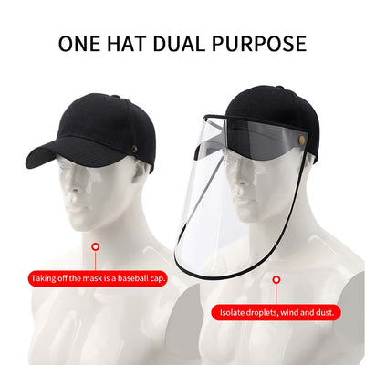 2X Outdoor Protection Hat Anti-Fog Pollution Dust Protective Cap Full Face HD Shield Cover Adult Black