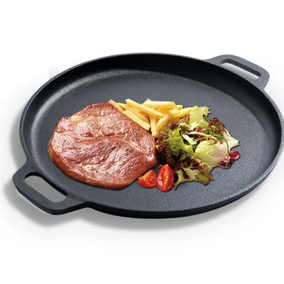 SOGA 2X Cast Iron 30cm Frying Pan Skillet Coating Steak Sizzle Platter