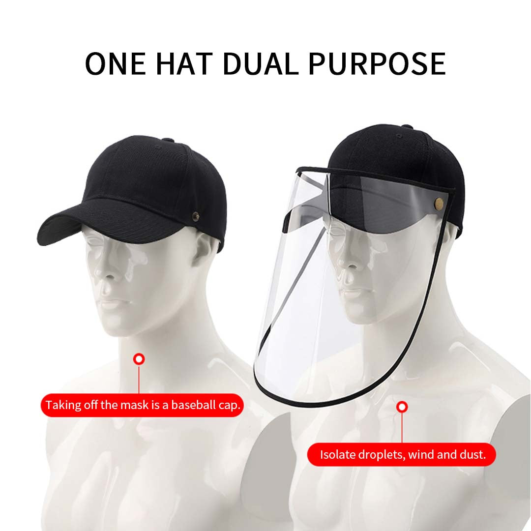 2X Outdoor Protection Hat Anti-Fog Pollution Dust Protective Cap Full Face HD Shield Cover Adult Black/White