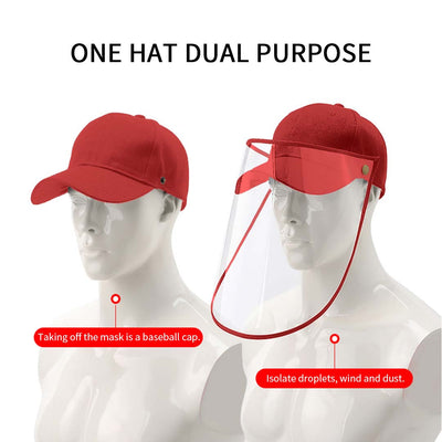 4X Outdoor Protection Hat Anti-Fog Pollution Dust Protective Cap Full Face HD Shield Cover Kids Red