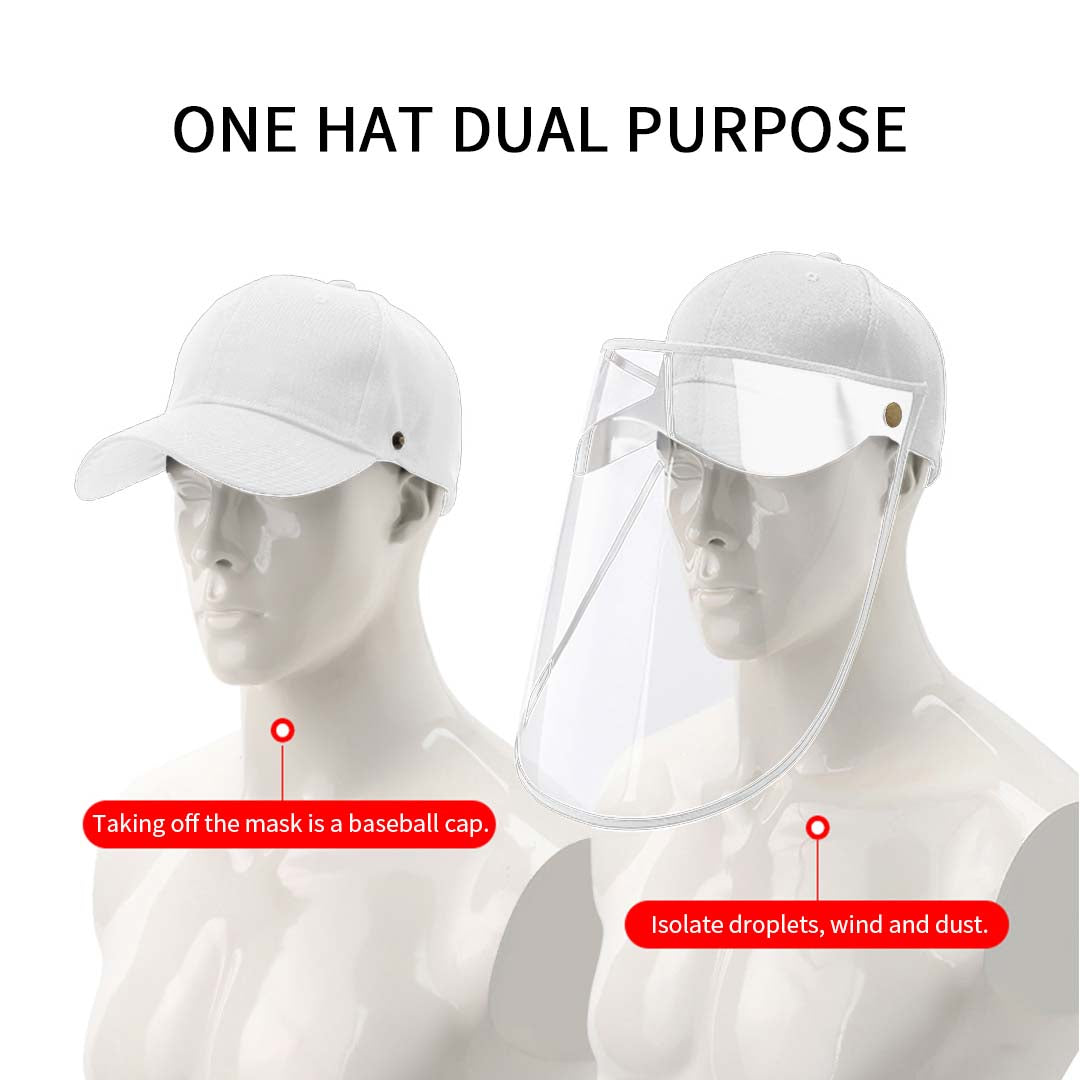 2X Outdoor Protection Hat Anti-Fog Pollution Dust Protective Cap Full Face HD Shield Cover Adult White