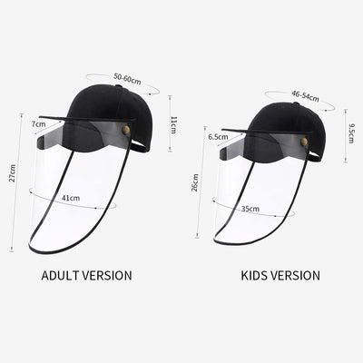 4X Outdoor Protection Hat Anti-Fog Pollution Dust Protective Cap Full Face HD Shield Cover Adult Black/White