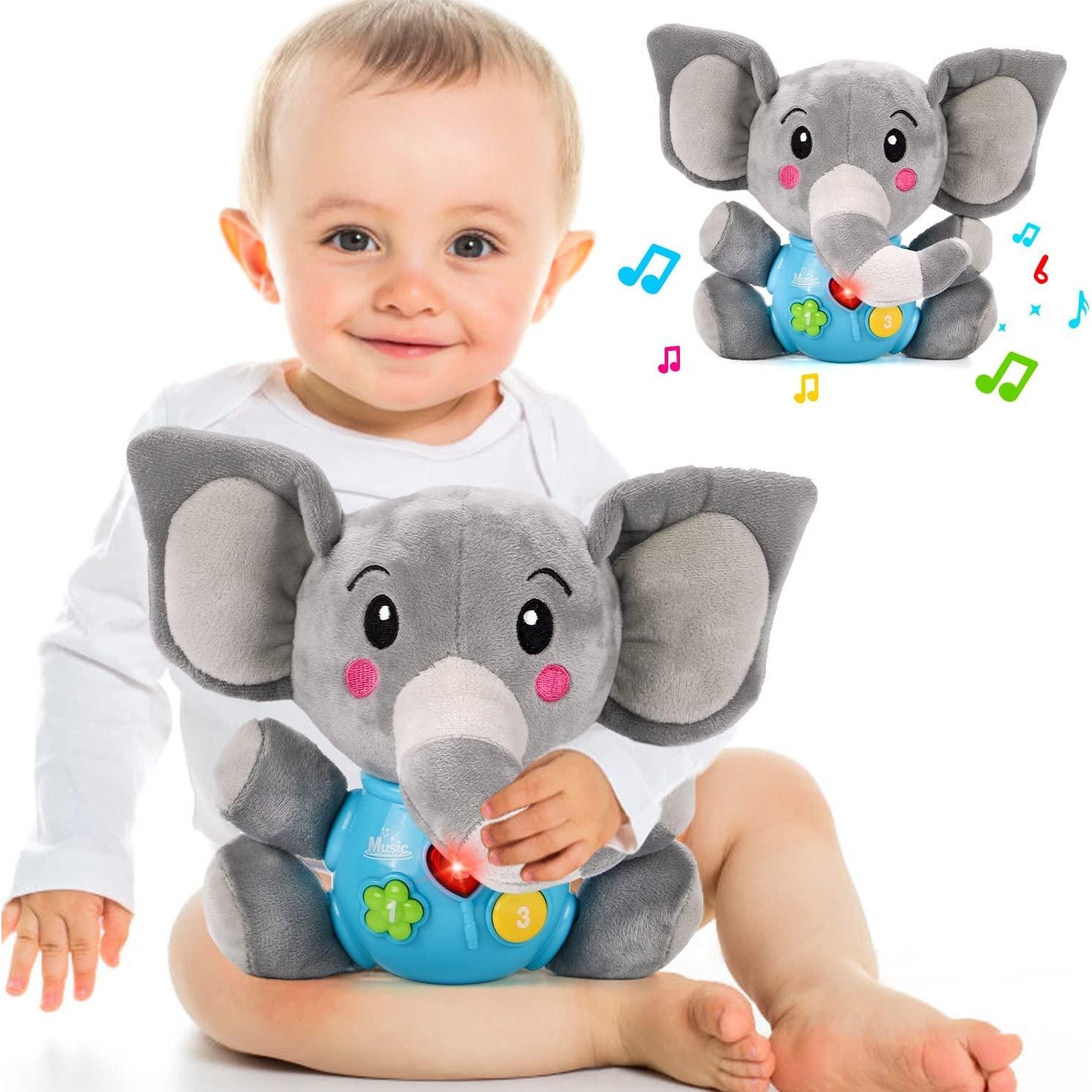 REMOKING Plush Elephant Music Baby Toys,Toddler Musical Toys for Baby